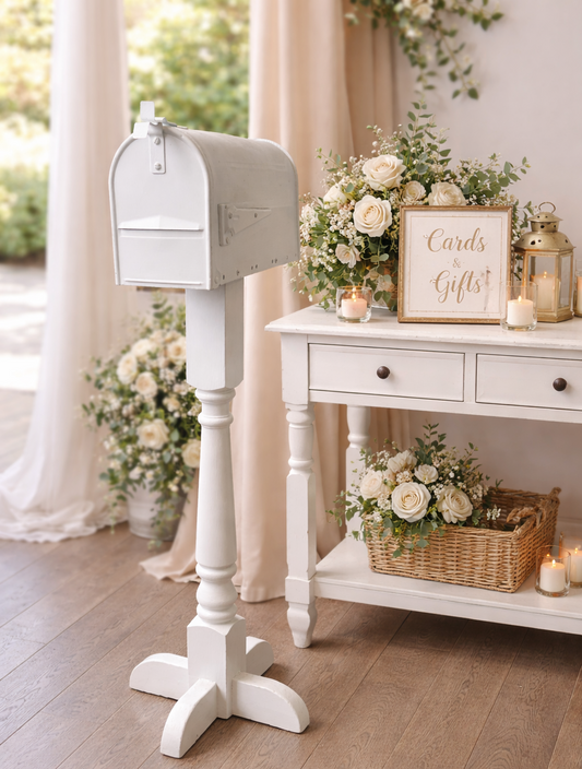 White Floral Accent Mailbox