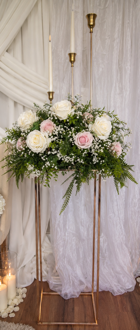 Gold Mirror Pedestal Stand