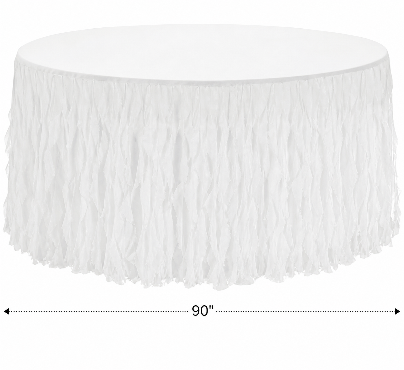90" Round White Tablecloth with Frills