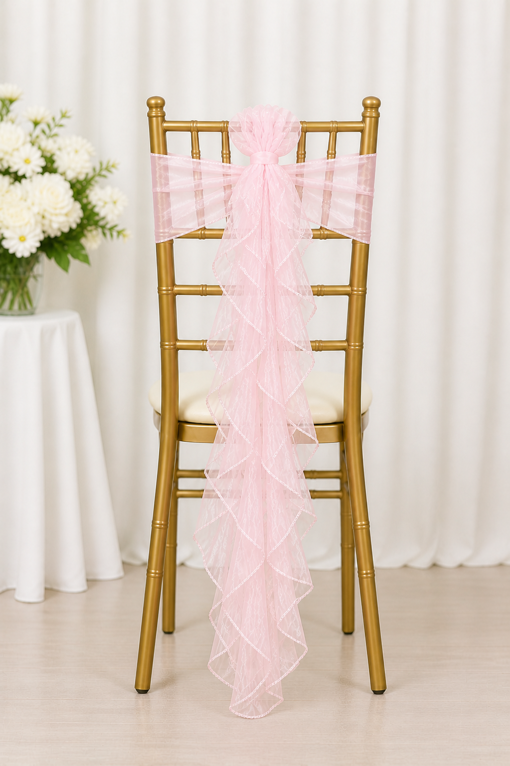 Pink Curly Fringe Chair Sash Accessory