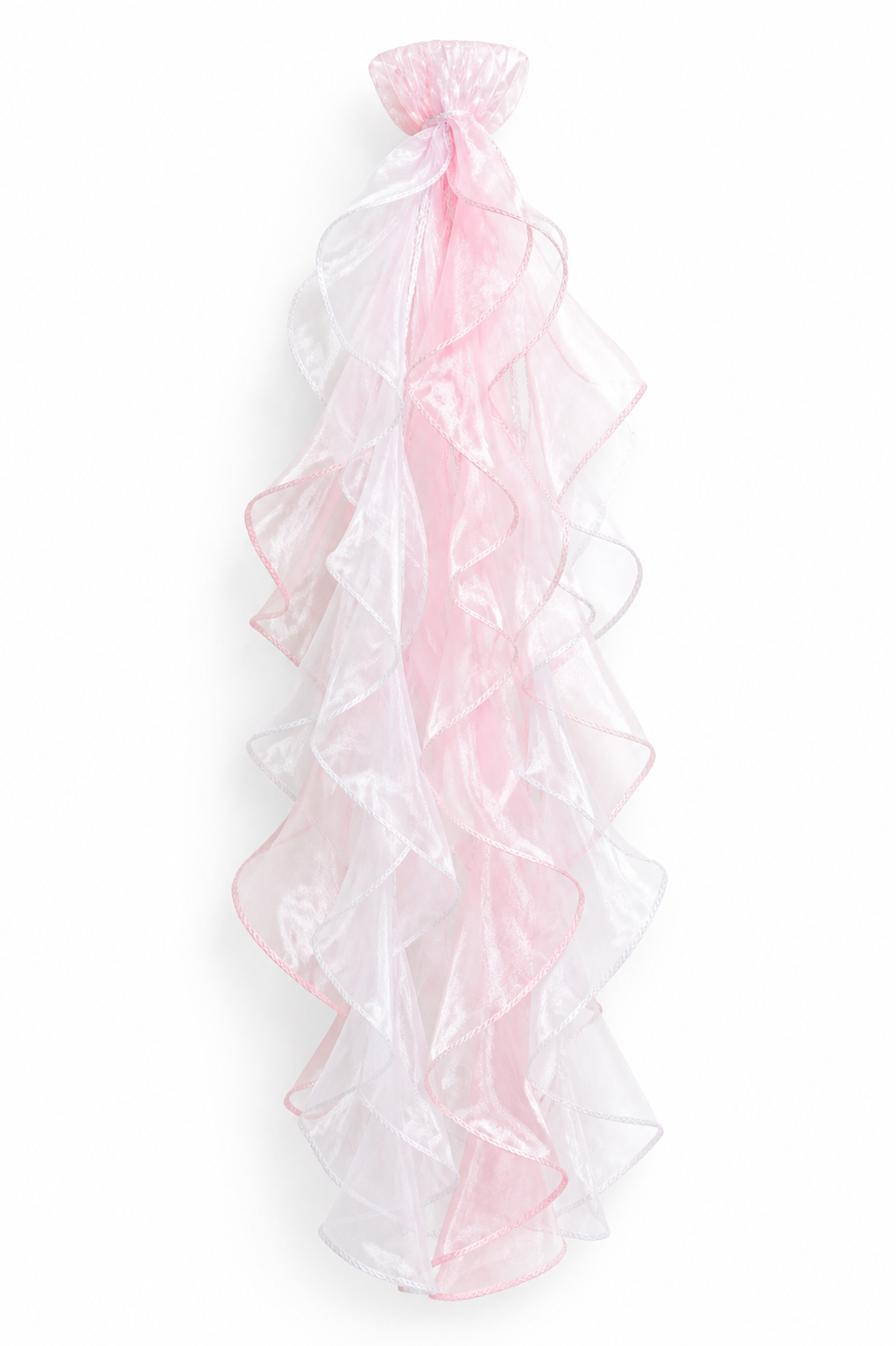 White+Pink Curly Fringe Chair Sash Accessory