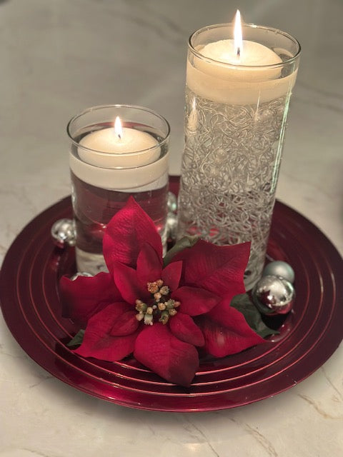 Christmas centrepiece Red - Include 2 Floating candles