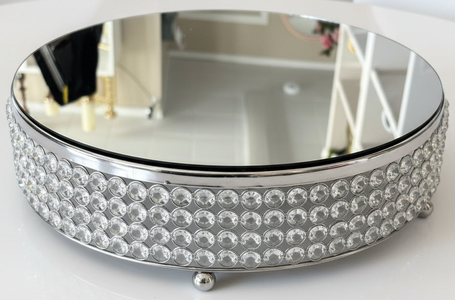 Round Crystal Mirrored Cake Stand