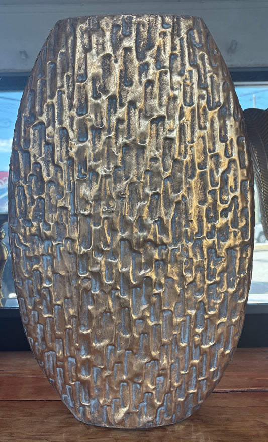Vintage Gold Textured Floor Vase