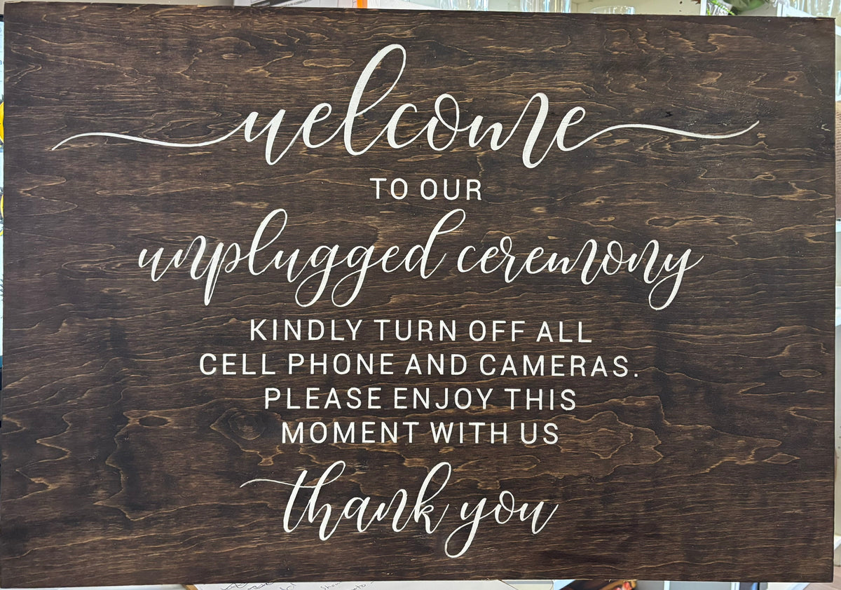 Rustic Unplugged Ceremony Sign