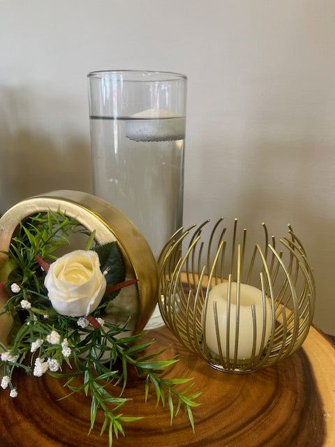 Hollow Gold Candle Holder