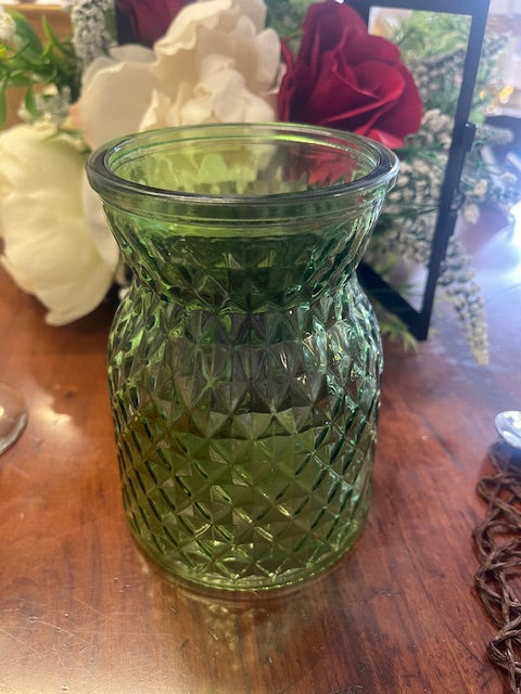Green Glass Vase 5.25"