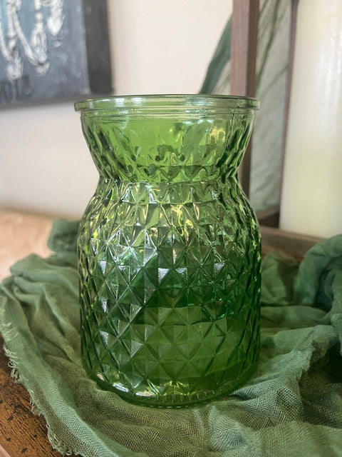 Green Glass Vase 5.25"