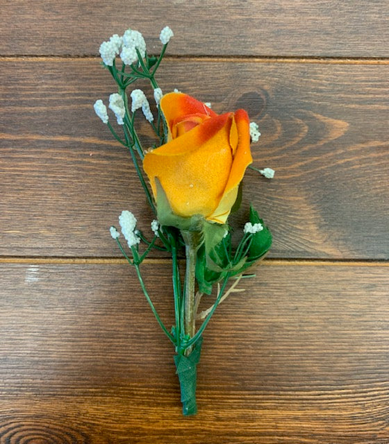 Orange rose groom boutonniere