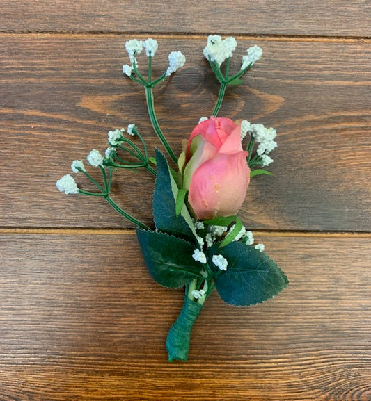 Pink rose groom boutonniere