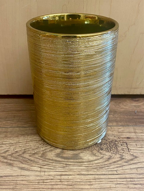 Ceramic Gold Brushed Vase 6" x 4"