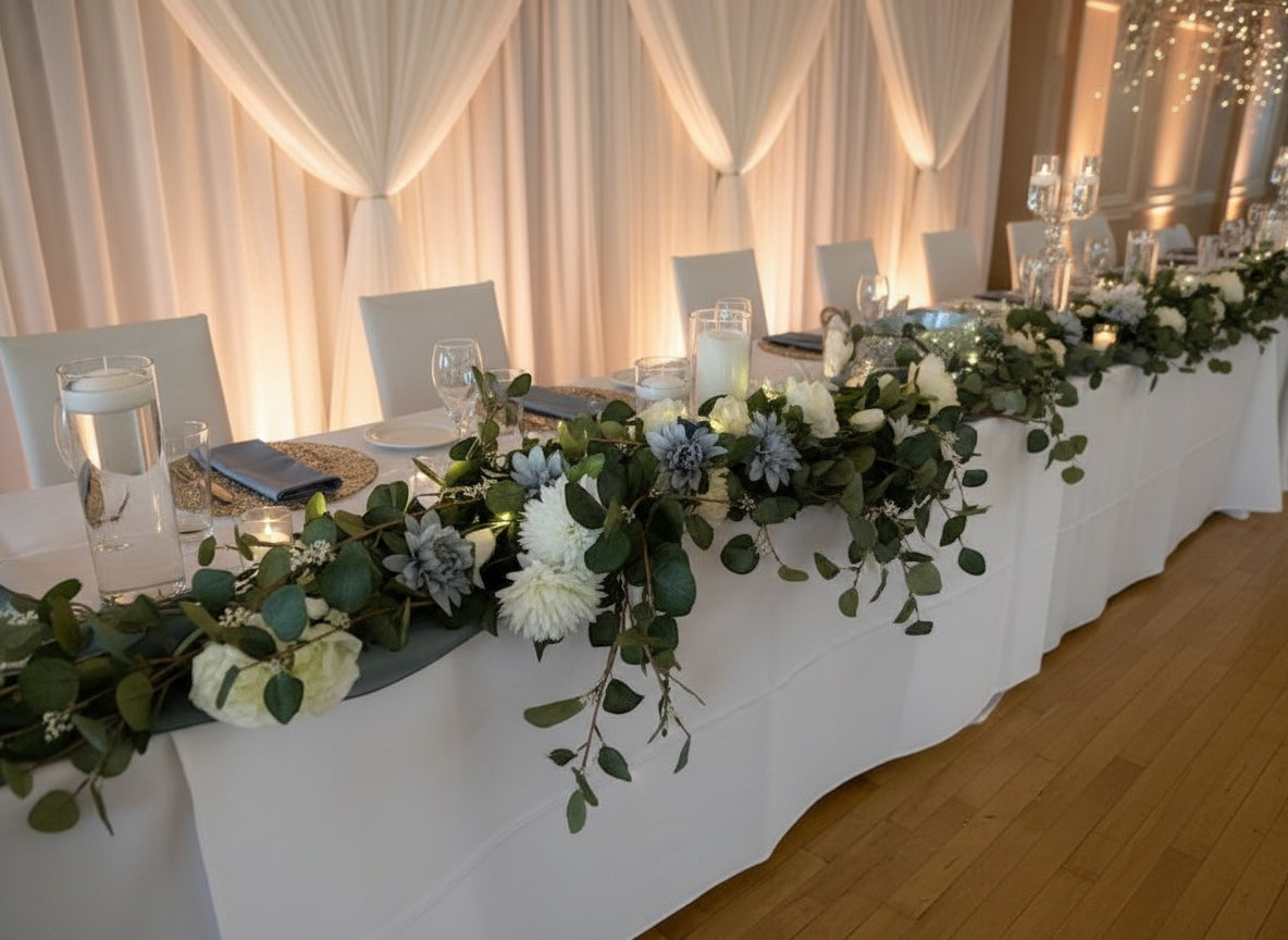 White/Blue Flower Garland