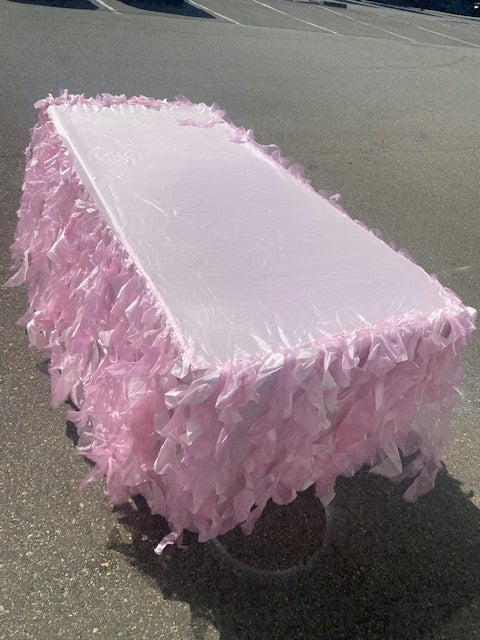 Fitted Pink 6ft tablecloth with frills