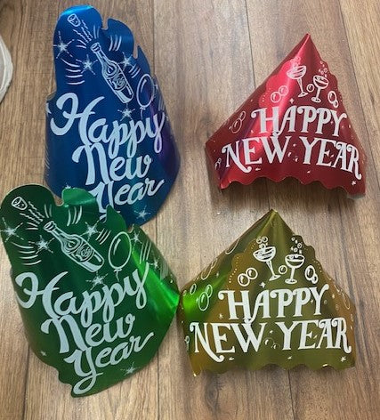 Happy new year hats pack 6 Assorted colours other