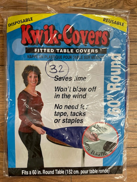 Kwik Cover Fitted table cover 8' blue disposable