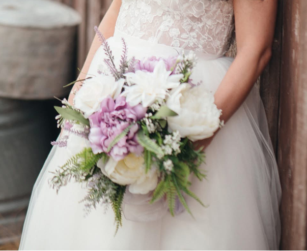 Bride Bouquet White and Purple