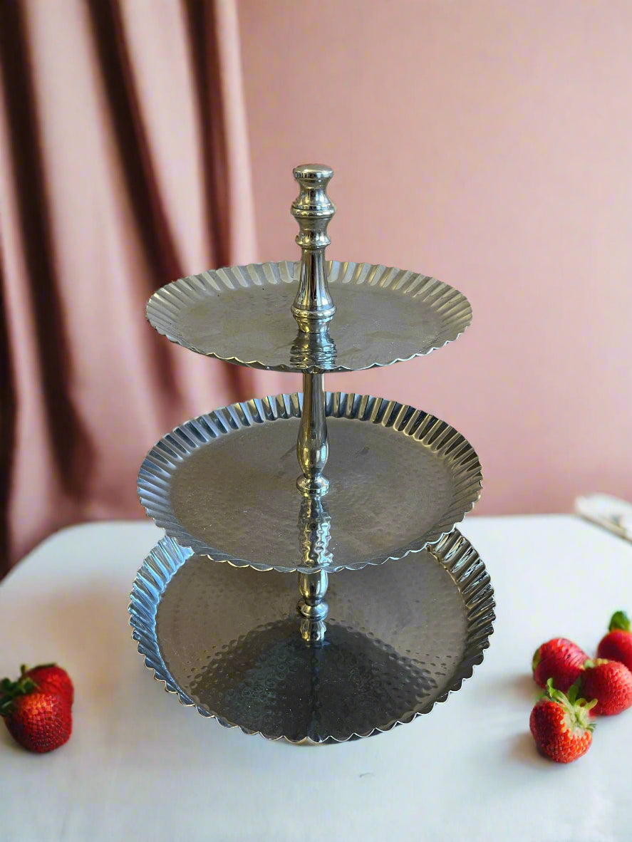 3 Tier Dimpled Metal Dessert Stand