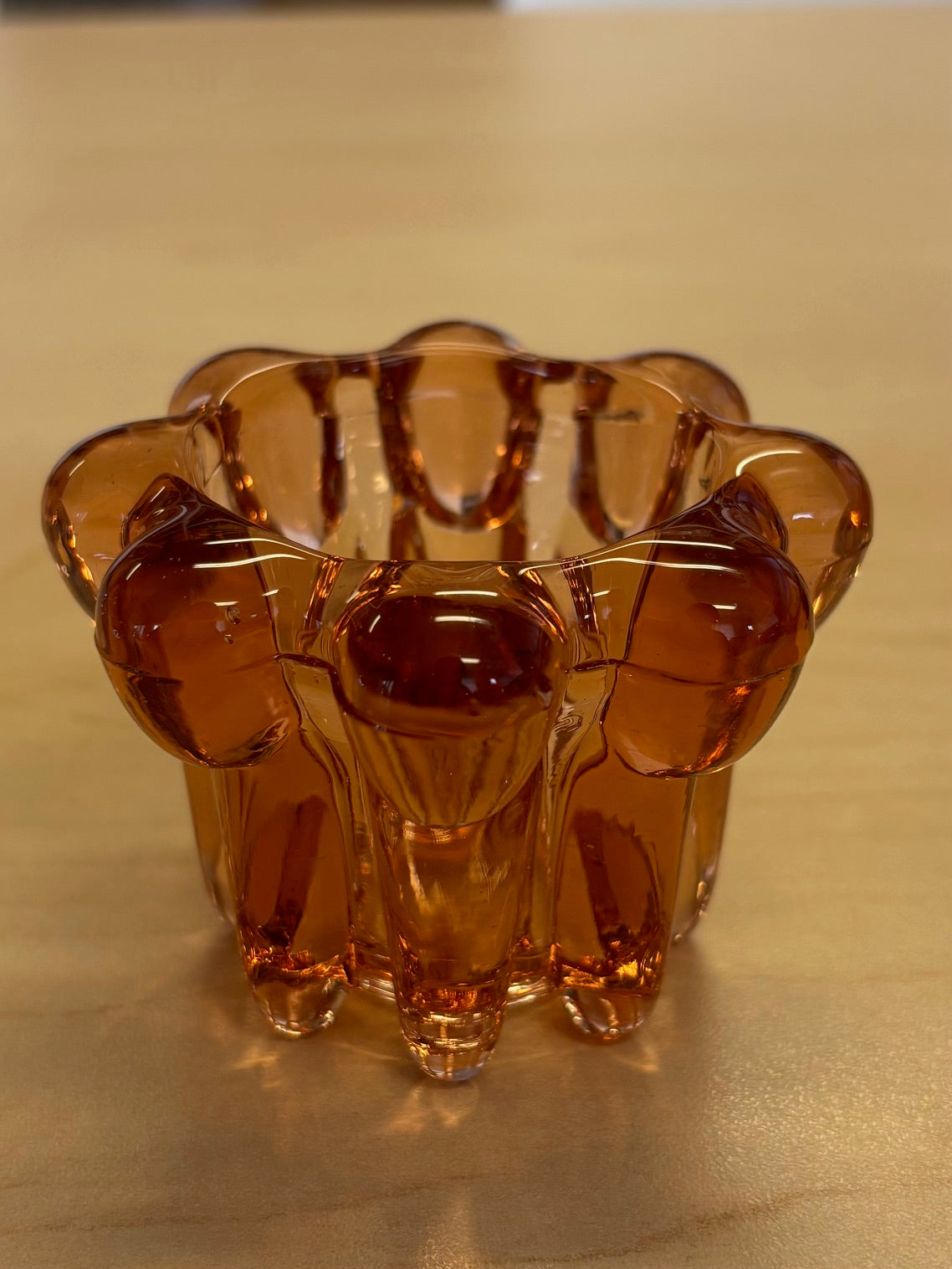 Burnt Orange Ripple Taper Candle Holder