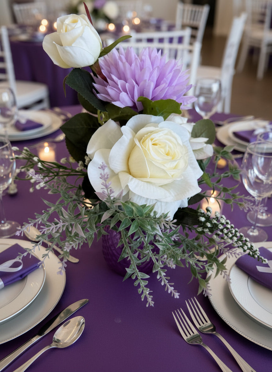 Purple/White Vase Centrepiece