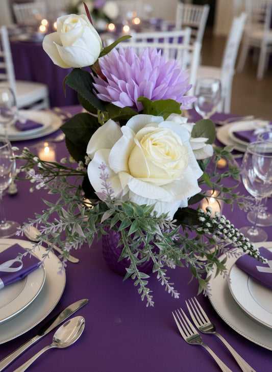 Purple/White Vase Centrepiece