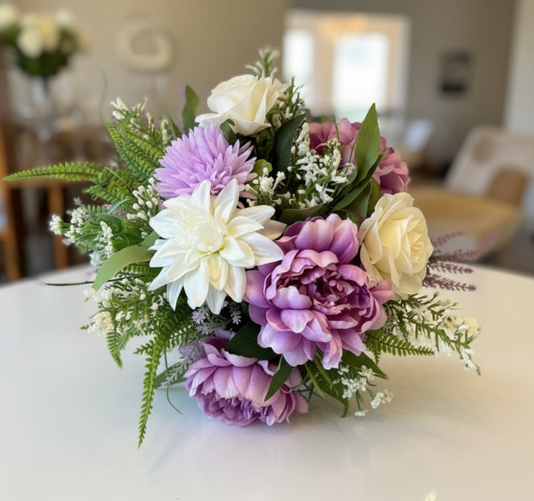 Bridal Bouquet White and Purple