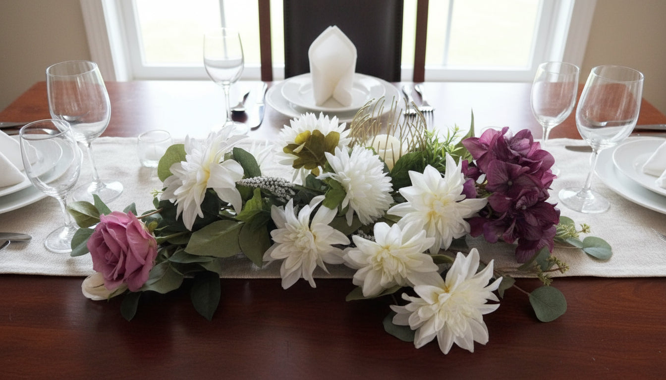 Purple/White Tealight Flower Accent