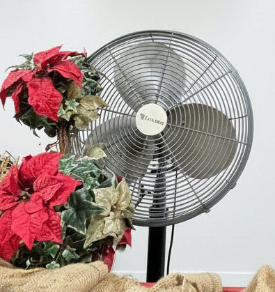 Large Silver Standing Fan