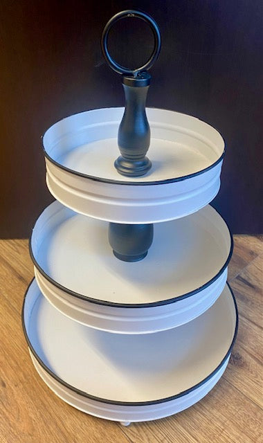 3 tier Black and White cake stand