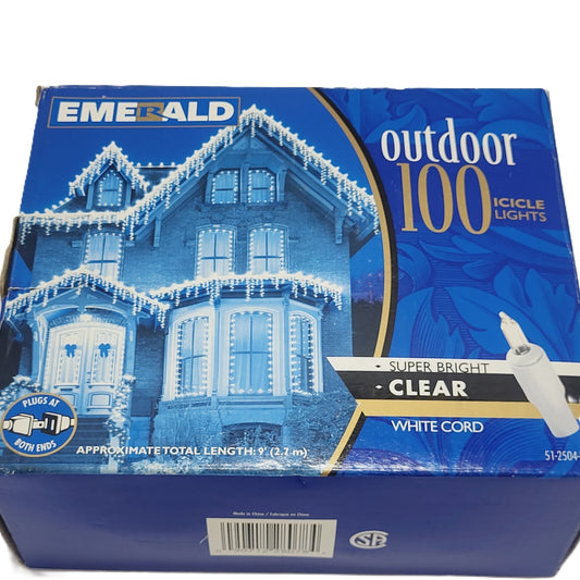 White Icicle Outdoor Lights - 100 Lights