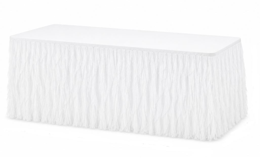 Fitted White 6ft Tablecloth with Frills