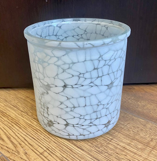White frosted pebble glass vase 4.5" x 4.5"