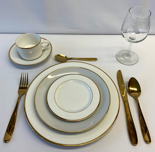 Narrow Gold Rim / Classic Gold Dinner Package (Qty 70)