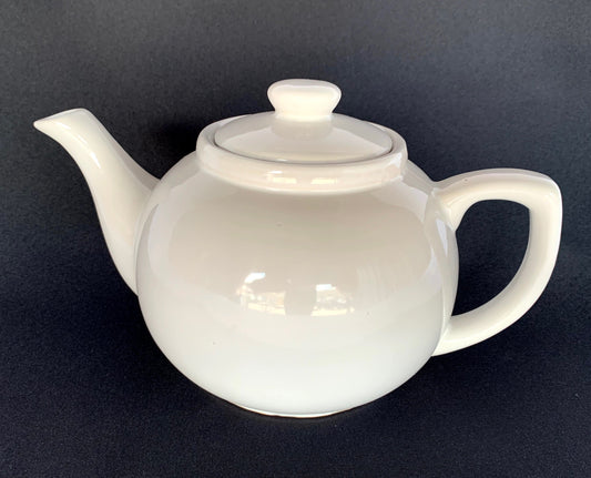 White Ceramic Round Teapot