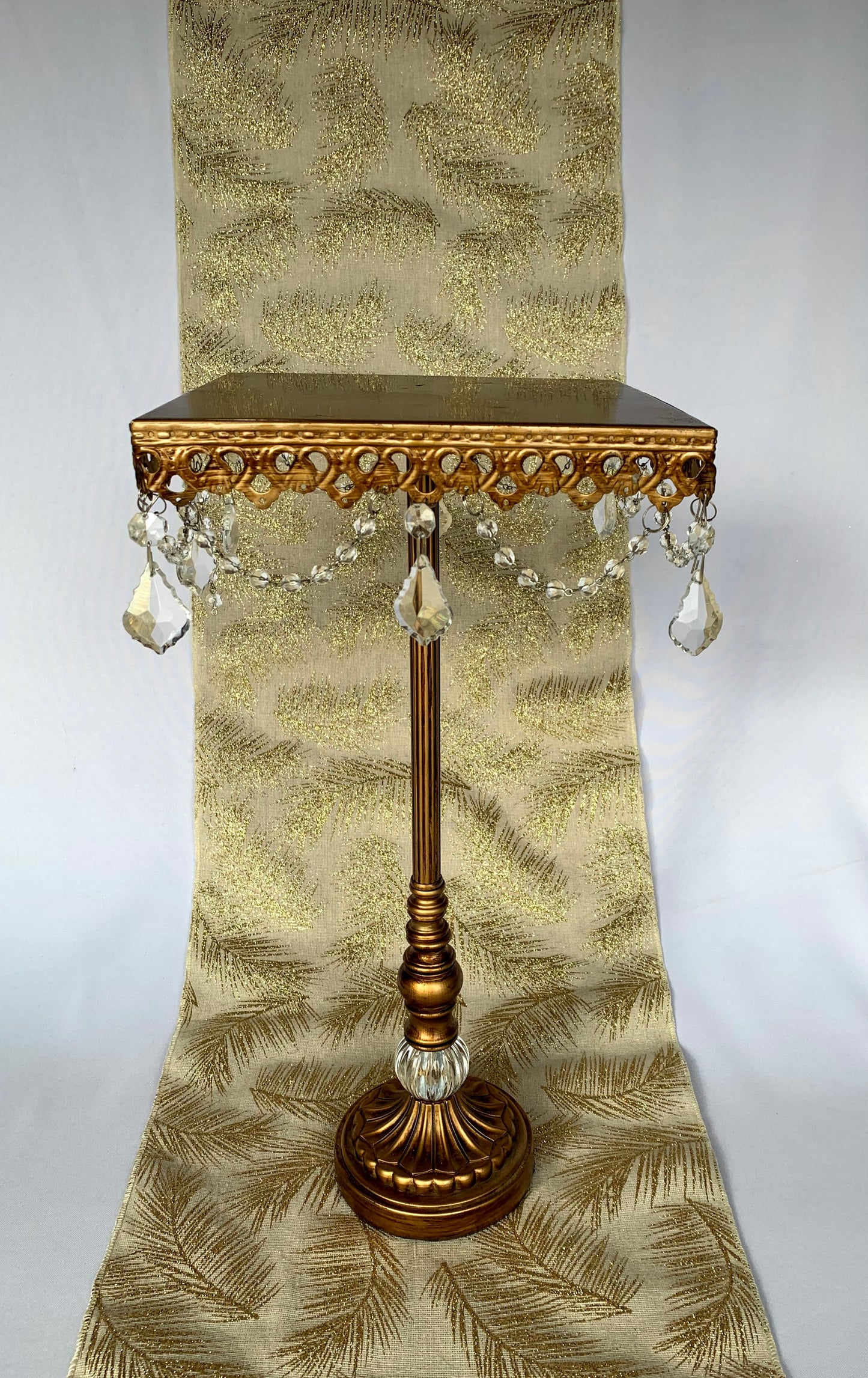 Square Gold Jeweled Cake Stand