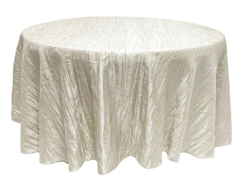 Tablecloth Ivory Crinkle Taffeta Round 117"