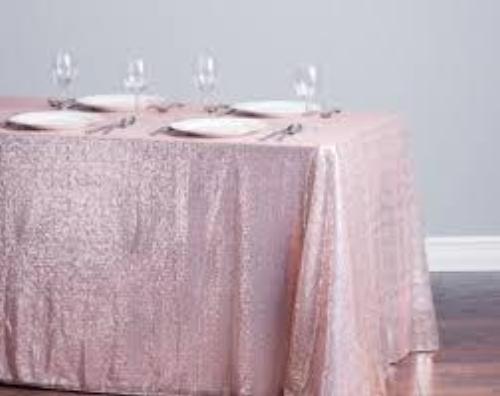 Tablecloth Matte Sequin Blush Pink Rectangular 90"x156"