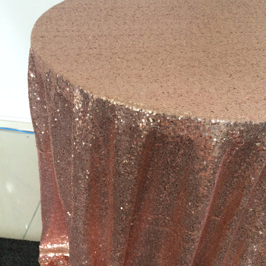 Tablecloth Rose Gold Sequin Round 118"