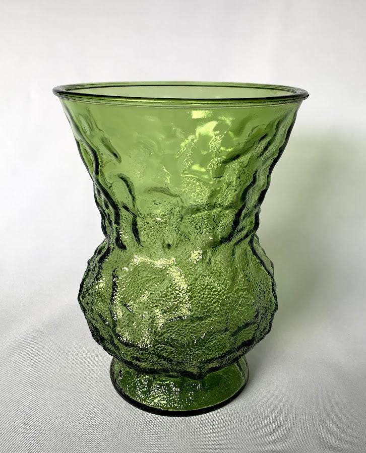 Olive Green Crinkle Hour Glass Vase