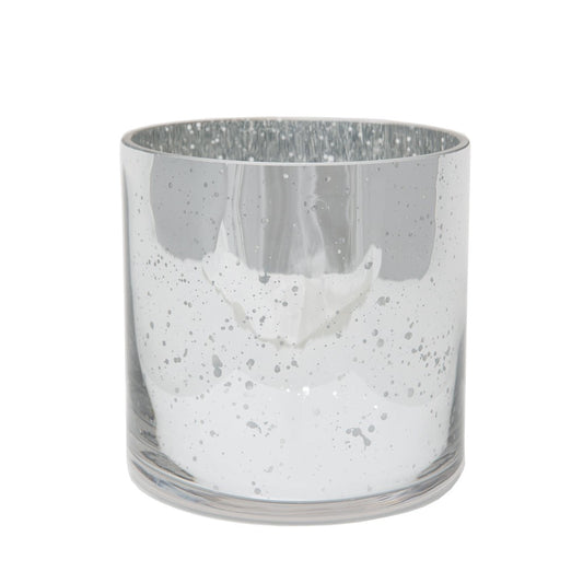 4" X 5" MERCURY GLASS CYLINDER VASE SILVER