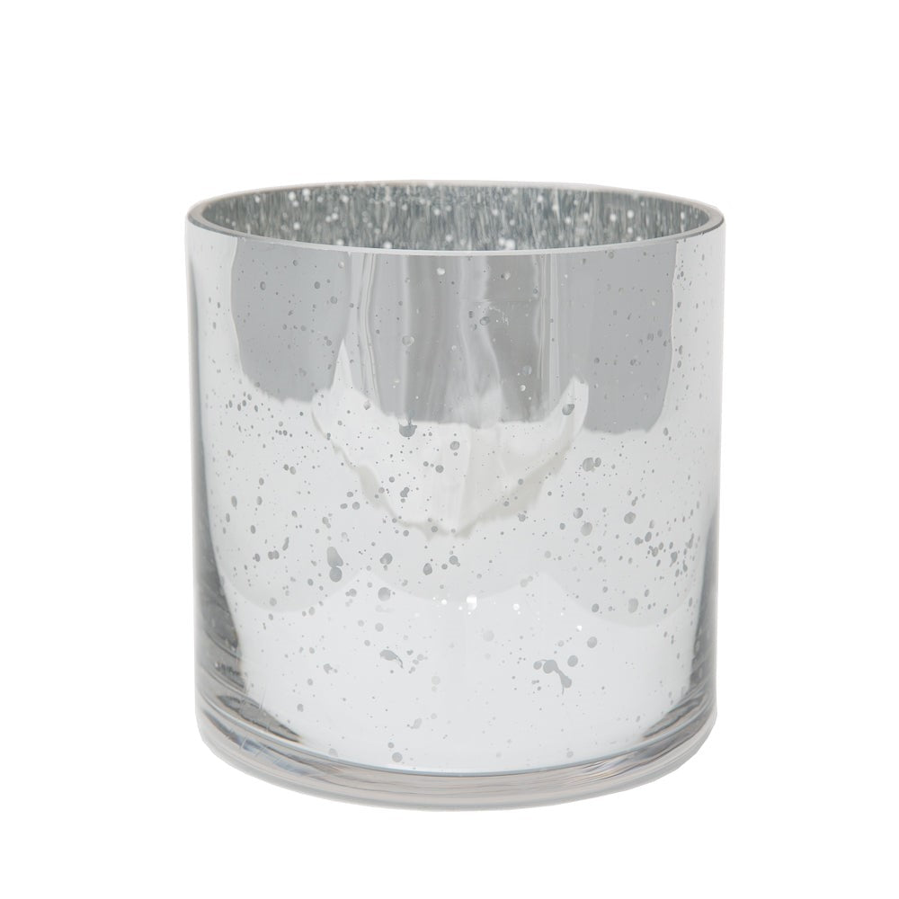 8" X 5" MERCURY GLASS CYLINDER VASE SILVER