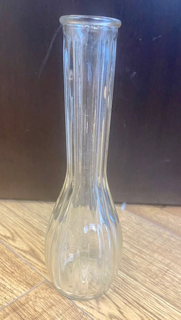 Vintage Hoosier Glass Clear Vase- 9 inches tall